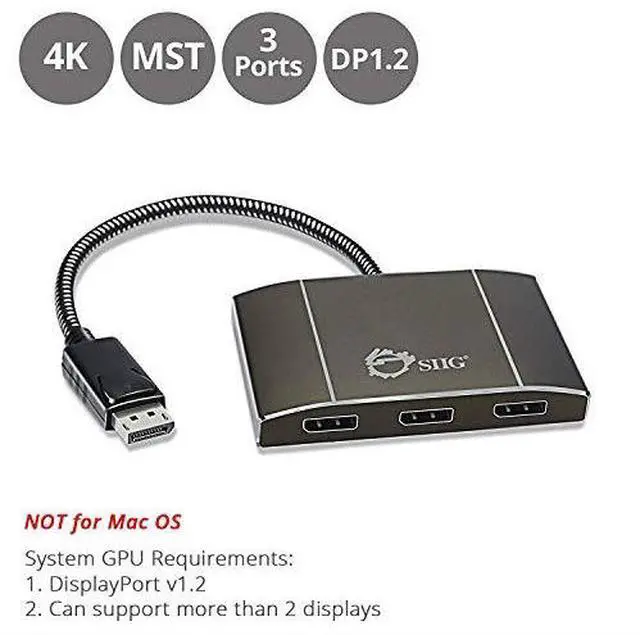 Alt view image 8 of 10 - SIIG CE-DP0D12-S1 DisplayPort 3 Port Splitter