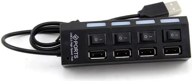 Alt view image 3 of 3 - New 4 Port USB 2.0 High Speed HUB ON/OFF Sharing Switch For Laptop PC Black
