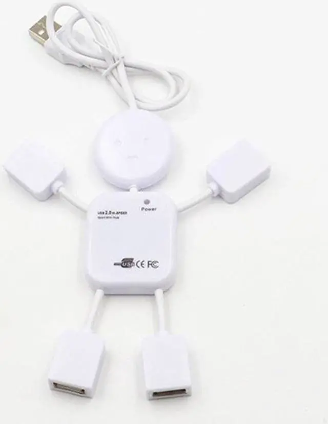 Alt view image 2 of 5 - 4 Port USB 2.0 High Speed Hub for PC Laptop Doll Man Design White