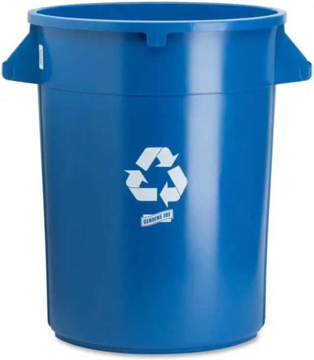 Alt view image 7 of 10 - Genuine Joe Trash Containers Heavy-duty 32 Gallon Blue 60464