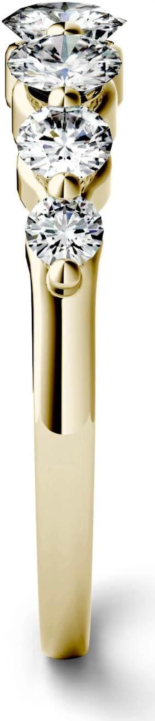 Alt view image 5 of 7 - 14K Yellow Gold Moissanite by Charles & Colvard 4mm Round Wedding Band-size 5.5 0.87cttw DEW