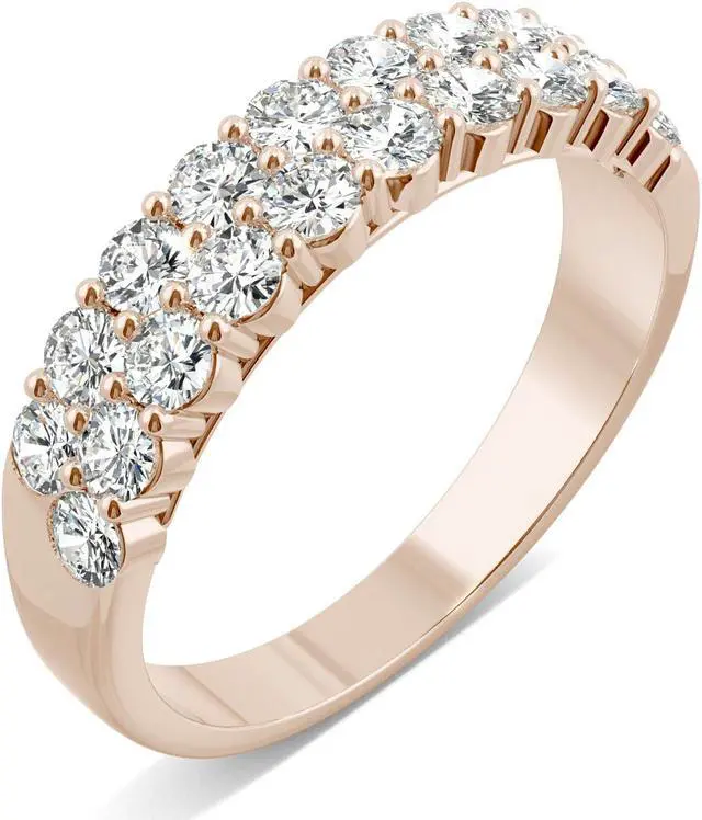 Alt view image 2 of 7 - 14K Rose Gold Moissanite by Charles & Colvard 2.4mm Round Band-size 8 1.00cttw DEW