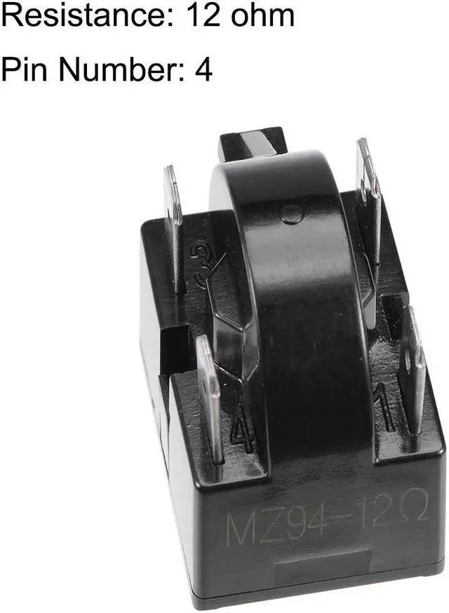 Alt view image 2 of 4 - Refrigerator PTC Starter Relay 12 Ohm 4 Pin + Compressor Thermal Overload Protector 1/2HP 375W