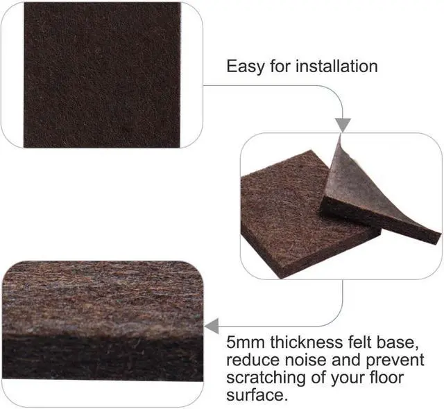 Alt view image 4 of 7 - 12pcs Furniture Felt Pads Square 3/4" Anti-slip Prevent Scratch Pads for Sofa Cabinet Chair Feet Floor Protector Brown