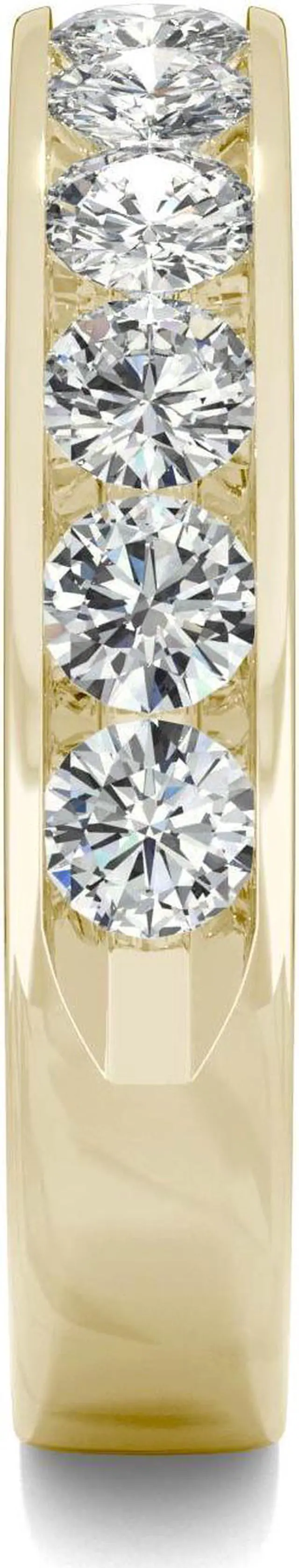 Alt view image 5 of 7 - 14K Yellow Gold Moissanite by Charles & Colvard 3mm Round Wedding Band-size 8 1.10cttw DEW