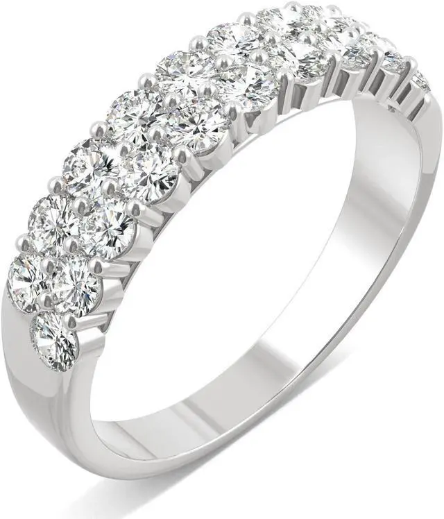 Alt view image 2 of 7 - 14K White Gold Moissanite by Charles & Colvard 2.4mm Round Band-size 6 1.00cttw DEW