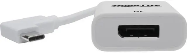 Alt view image 3 of 10 - Tripp Lite U444-06N-DP-RA Right-Angle USB-C to DisplayPort Adapter, M/F, White - 6" DisplayPort/Thunderbolt 3 A/V Cable for Ultrabook, Monitor, Workstation, Tablet, Smartphone, Projector, Chromeb