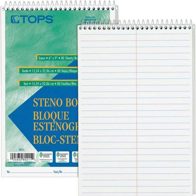 Alt view image 8 of 15 - Tops Steno Book Gregg Rule 80 Sheets/PD 6"x9" 12/PK White 8020