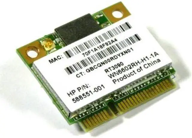Alt view image 2 of 6 - HP 588551-001 Lan Card Trembler  Half Mini Card 802.11B By G By N 1 X 1