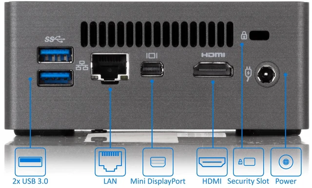 Alt view image 3 of 7 - GIGABYTE BRIX Mini PC, Intel Quad-Core Celeron J4105 Upto 2.5GHz, 4GB RAM, 128GB SSD, HDMI, Mini DisplayPort, LAN, Wi-Fi, Bluetooth, Windows 10 Pro