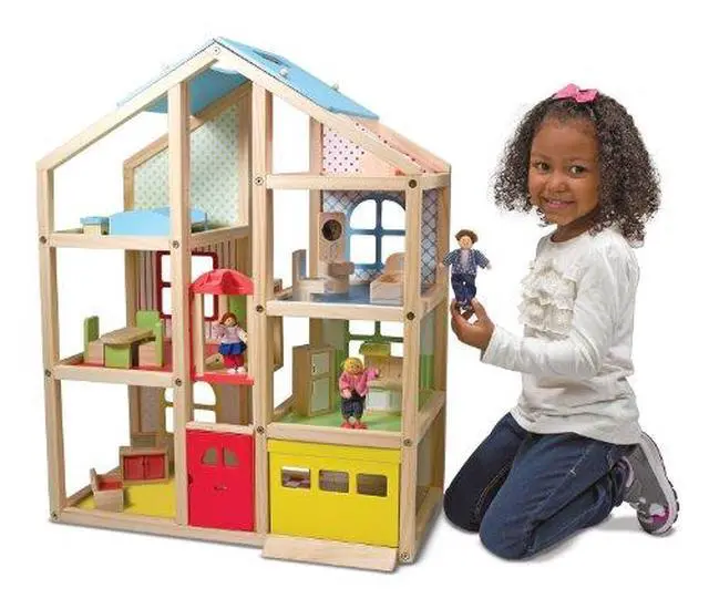 Alt view image 4 of 12 - Melissa & Doug Hi-Rise Wooden Dollhouse