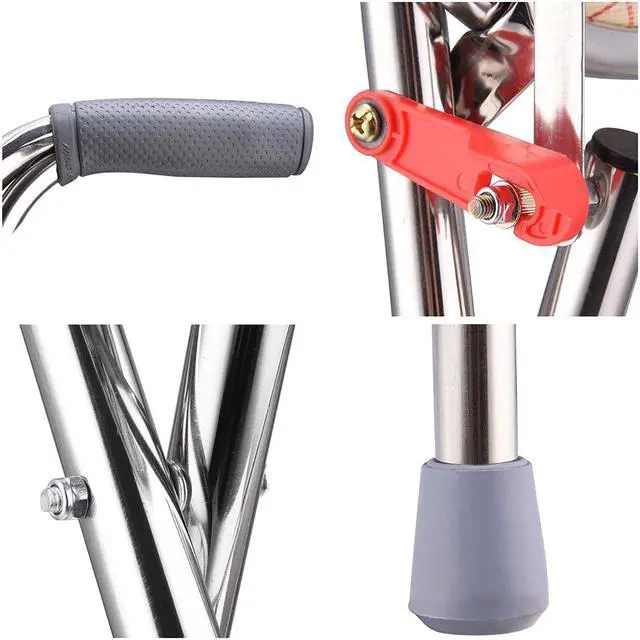 Alt view image 7 of 14 - Medical Folding Walking Stick Seat Four Legged Portable Travel Hiking Cane Chair Stool