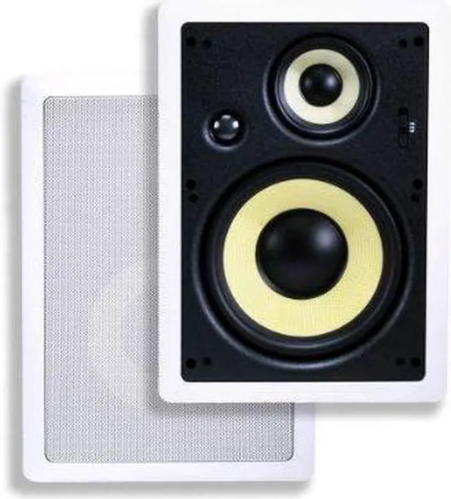 Alt view image 7 of 7 - Monoprice 3-Way Aramid Fiber In-Wall Speakers - 8 Inch (Pair) Titanium Silk Dome Tweeters - Caliber Series