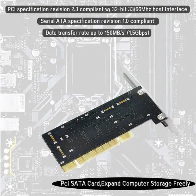 Alt view image 2 of 5 - add on Card PCi Internal Ports Raid Controller card 4Port with Sil 3114 Chipset Compliant with revision 2.2  sata cable