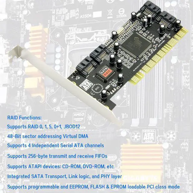Alt view image 4 of 6 - PCI card 4 Port SATA add on Card with Sil 3114 Chipset Compliant with PCI Specification, revision 2.2 for computer