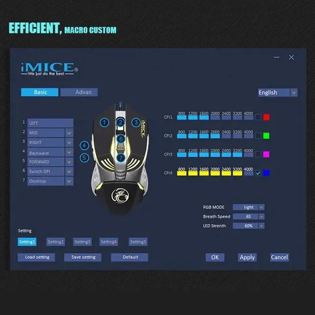 Alt view image 4 of 5 - Professional Game Wired Mouse 3200DPI Optical Macro Programmable 7 Buttons Gaming Mouse Gamer LED Backlight Breath Computer