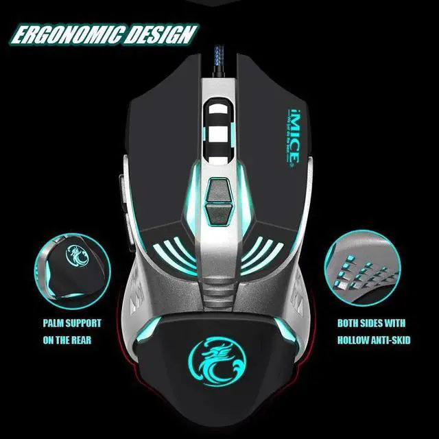 Alt view image 2 of 5 - Professional Game Wired Mouse 3200DPI Optical Macro Programmable 7 Buttons Gaming Mouse Gamer LED Backlight Breath Computer