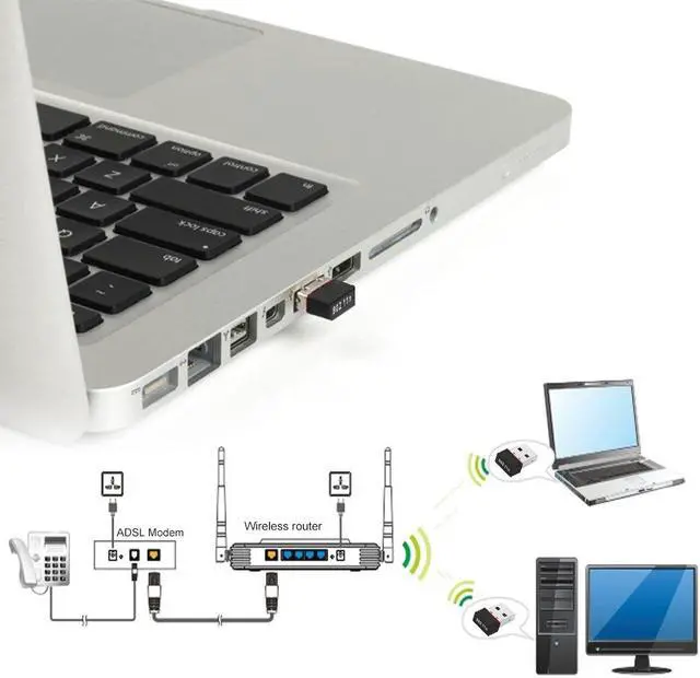 Alt view image 4 of 6 - Ralink RT5370 150Mbps Wireless Adapter 150M USB 2.0 WiFi Wireless Network Networking Card 802.11 b/g/n 2.4GHz LAN Adapter