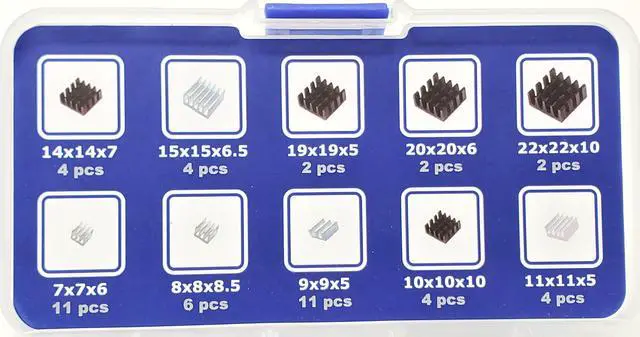 Alt view image 4 of 7 - Micro Connectors 50pcs Assorted Heat Sink Set for Development Boards (RAS-HS50-KIT)