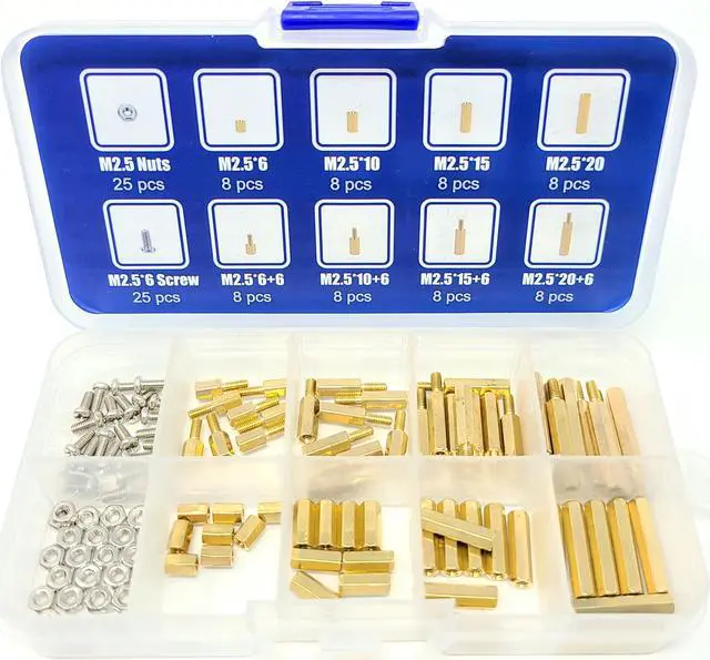 Main image of Micro Connectors 114pcs Assorted M2.5 Standoff Kit for Raspberry Pi and Single Boards (SCW-114PC)