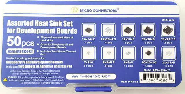 Alt view image 3 of 7 - Micro Connectors 50pcs Assorted Heat Sink Set for Development Boards (RAS-HS50-KIT)