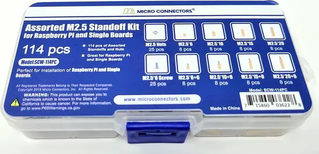Alt view image 3 of 5 - Micro Connectors 114pcs Assorted M2.5 Standoff Kit for Raspberry Pi and Single Boards (SCW-114PC)