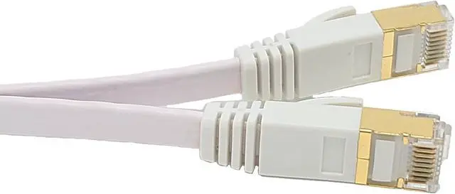 Alt view image 2 of 6 - Micro Connectors 50 Feet Cat7 Shielded RJ45 Flat Patch Cable with Cable Clips White (E11-050FL-W)