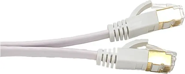 Main image of Micro Connectors 25 Feet Cat7 Shielded RJ45 Flat Patch Cable with Cable Clips-White (E11-025FL-W)
