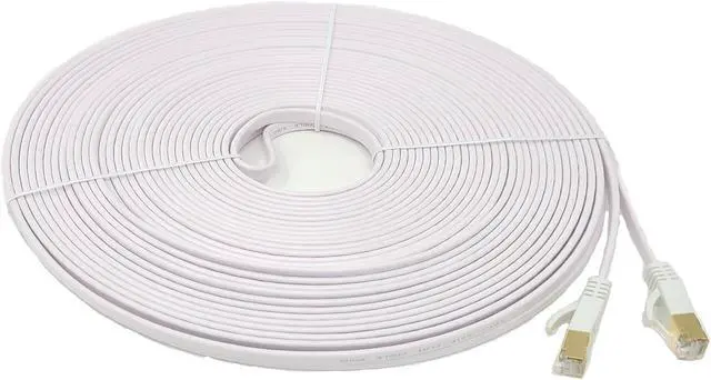 Alt view image 6 of 6 - Micro Connectors 50 Feet Cat7 Shielded RJ45 Flat Patch Cable with Cable Clips White (E11-050FL-W)