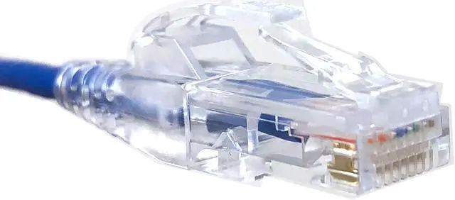 Alt view image 3 of 5 - Micro Connectors 50 Feet Cat6A Ultra Slim 10Gbps Patch 28AWG Cable-Blue (E09-050BL-SLIM)