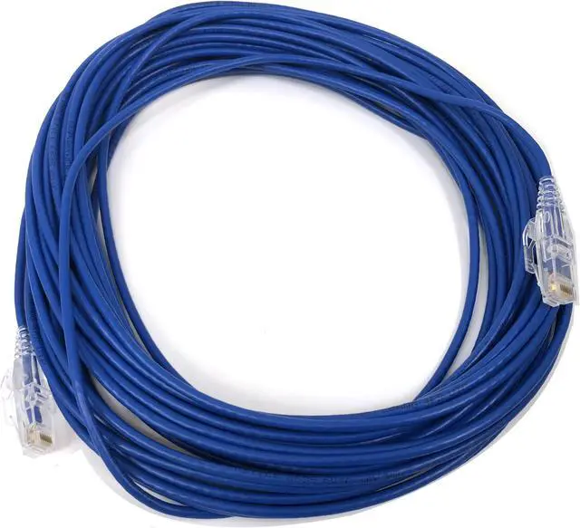 Alt view image 5 of 5 - Micro Connectors 50 Feet Cat6A Ultra Slim 10Gbps Patch 28AWG Cable-Blue (E09-050BL-SLIM)
