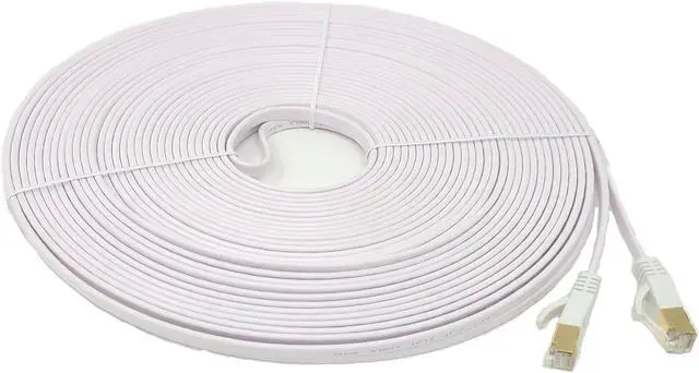 Alt view image 6 of 6 - Micro Connectors 25 Feet Cat7 Shielded RJ45 Flat Patch Cable with Cable Clips-White (E11-025FL-W)