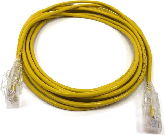 Alt view image 2 of 6 - Micro Connectors (E08-014Y-SLIM-5) Ultra Slim 14 Feet (28AWG) CAT 6 UTP RJ45 Patch Cables, Pack of 5, Color-Yellow