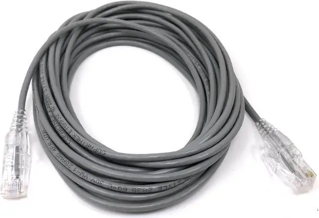 Alt view image 2 of 6 - Micro Connectors (E08-025-SLIM-5) Ultra Slim 14 Feet (28AWG) CAT 6 UTP RJ45 Patch Cables, Pack of 5, Color-Gray