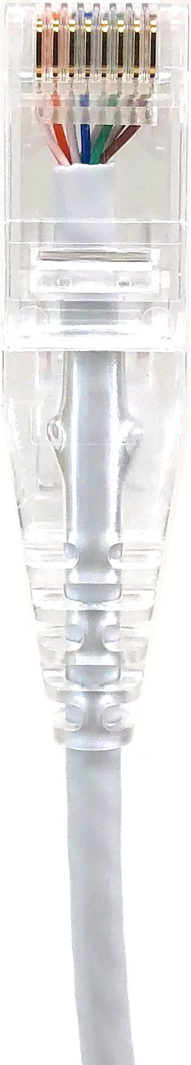 Alt view image 4 of 7 - Micro Connectors (E08-050W-SLIM-5) Ultra Slim 50 Feet (28AWG) CAT 6 UTP RJ45 Patch Cables, Pack of 5, Color-White