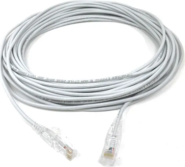 Alt view image 2 of 7 - Micro Connectors (E08-050W-SLIM-5) Ultra Slim 50 Feet (28AWG) CAT 6 UTP RJ45 Patch Cables, Pack of 5, Color-White