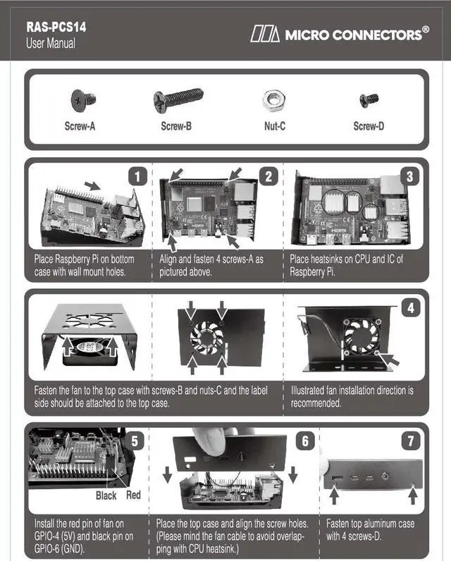 Alt view image 6 of 7 - MICRO CONNECTORS  Aluminum Raspberry Pi 4 Model B Case with Fan