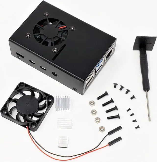 Main image of MICRO CONNECTORS  Aluminum Raspberry Pi 4 Model B Case with Fan