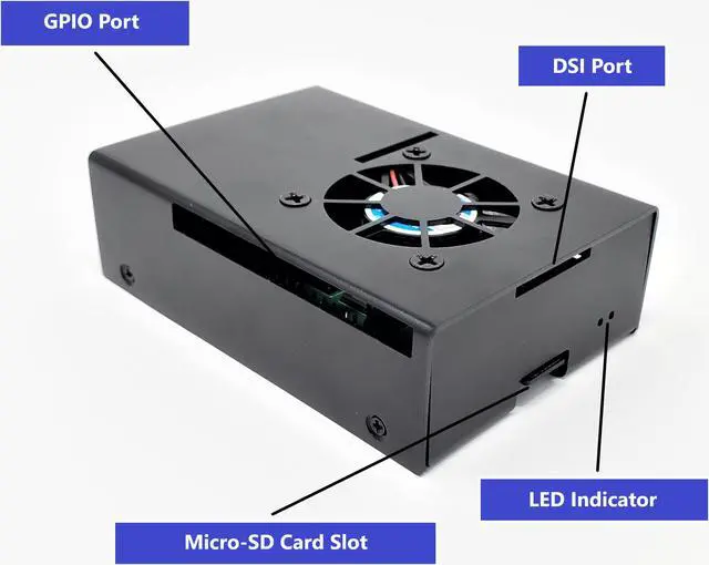 Alt view image 3 of 7 - MICRO CONNECTORS  Aluminum Raspberry Pi 4 Model B Case with Fan