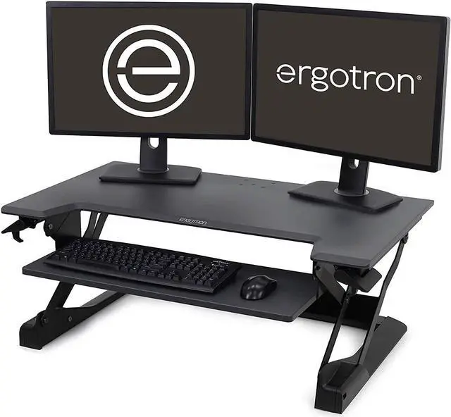 Alt view image 9 of 20 - Ergotron 33-406-085 WorkFit-TL, Sit-Stand Desktop Workstation (Black with grey surface)