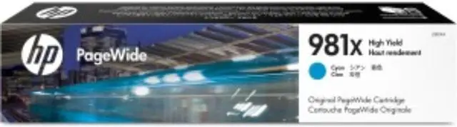 Alt view image 10 of 20 - HP 981X High Yield Cyan Original PageWide Cartridge, ~10,000 pages, L0R09A