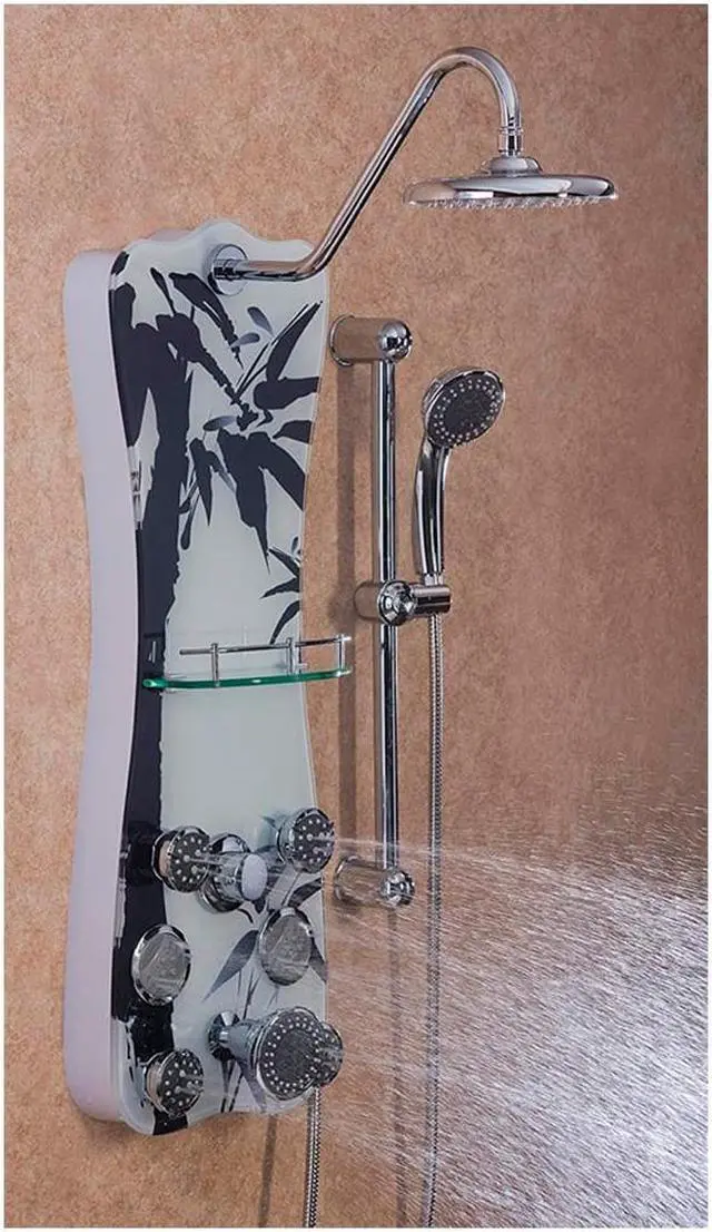 Alt view image 4 of 7 - Jet-Pro 1101 Colonial Shower Spa Multi-Head Massaging Shower Panel Black Bamboo