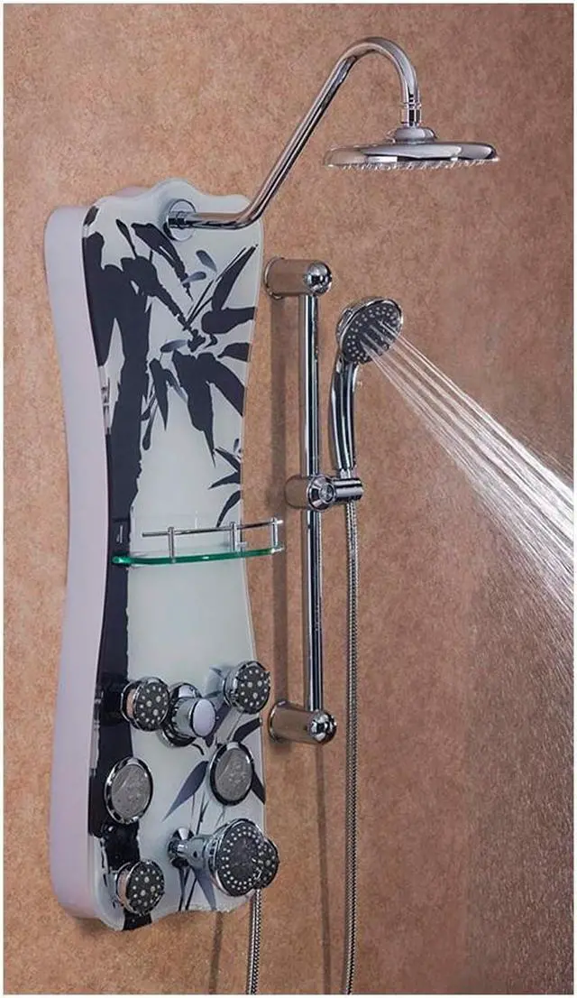 Alt view image 3 of 7 - Jet-Pro 1101 Colonial Shower Spa Multi-Head Massaging Shower Panel Black Bamboo