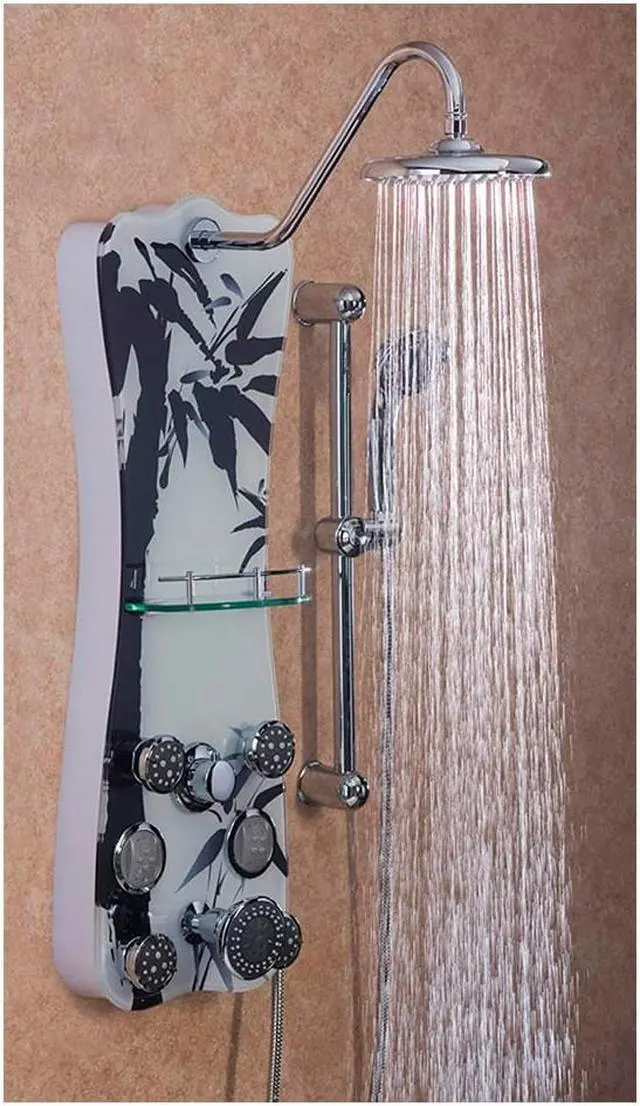 Alt view image 2 of 7 - Jet-Pro 1101 Colonial Shower Spa Multi-Head Massaging Shower Panel Black Bamboo