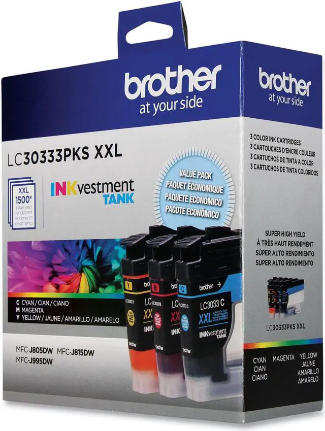Alt view image 9 of 20 - Brother LC30333PKS Super High Yield Ink Cartridge - Combo Pack - Cyan/Magenta/Yellow