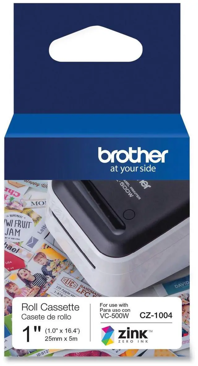 Alt view image 10 of 20 - Brother Genuine CZ-1004 continuous length 1" (1.0") 25 mm wide x 16.4 ft. (5 m) long label roll featuring ZINK® Zero Ink technology - 1" Width x 16 13/32 ft Length - Zero Ink (Z