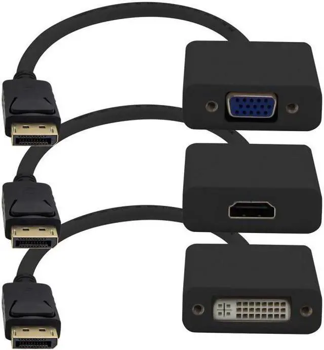 Alt view image 6 of 10 - 3PK DisplayPort 1.2 Male to DVI, HDMI, VGA Female Black Adapters Which Comes in a Bundle For Up to