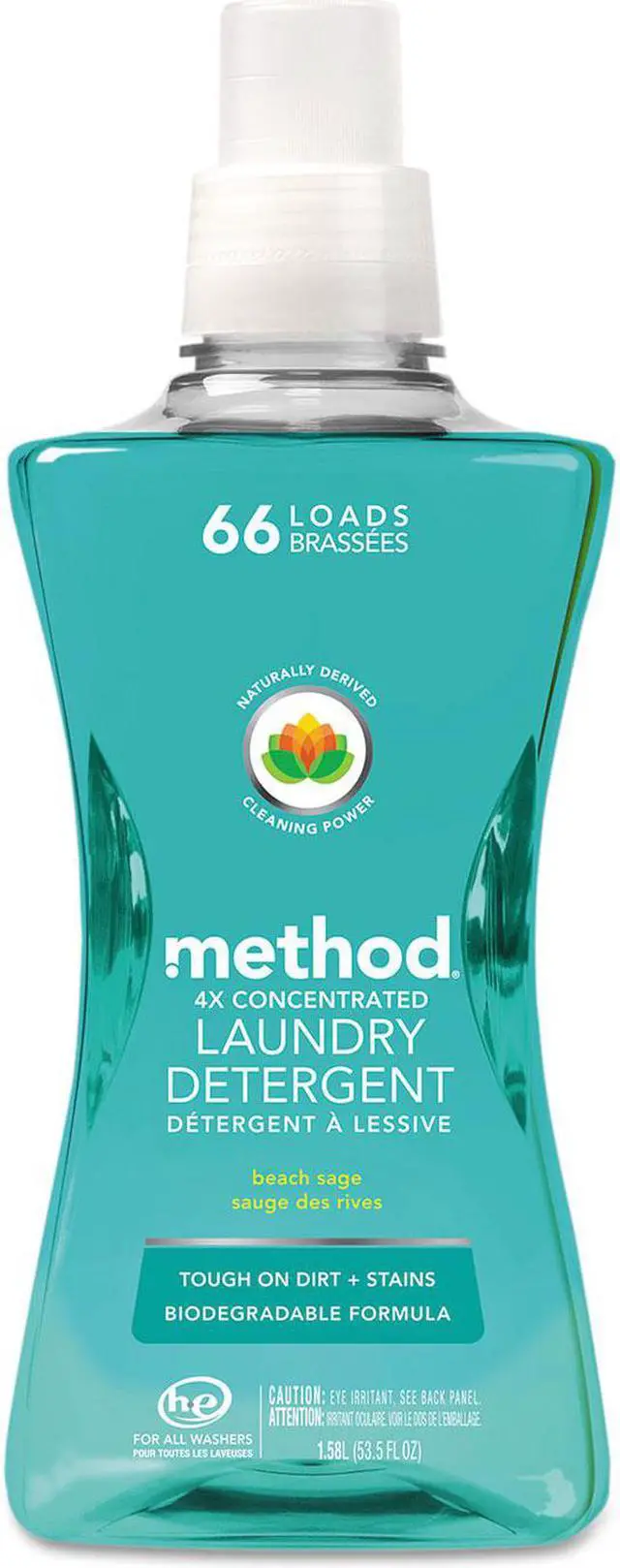 Alt view image 4 of 7 - Method - 01489 - 4X Concentrated Laundry Detergent, Beach Sage, 53.5 oz Bottle, 4 Bottles/Case -