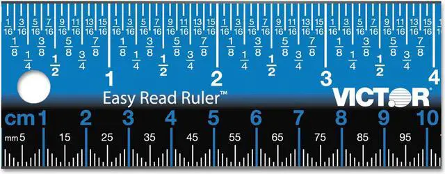 Alt view image 2 of 16 - Victor EZ18SBL Easy Read Stainless Steel Ruler Standard / Metric 18" Blue