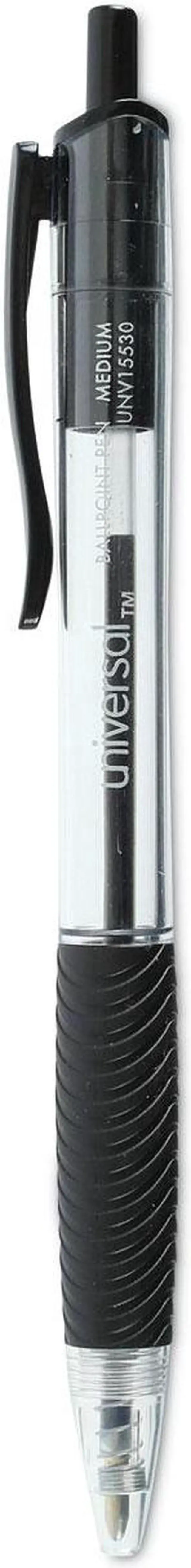Alt view image 4 of 14 - UNIVERSAL Economy Retractable Ballpoint Pen Black Ink Clear 1mm Dozen 15530